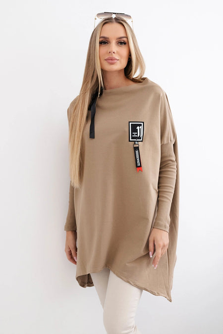 Bluza oversize z asymetrycznymi bokami camelowa , , , Moda Life Polska , 15787_3 , 0015