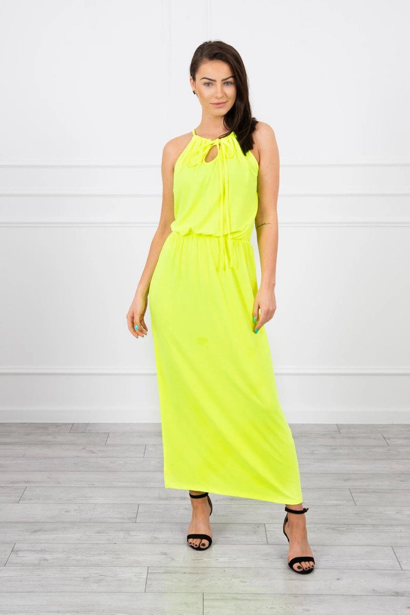 Sukienka boho z rozporkiem , Żółty Neon uniwersalny , Sukienki , TR , 17400_1 , 8893 Odzież Damska Promocja Sukienki Wszystkie Produkty