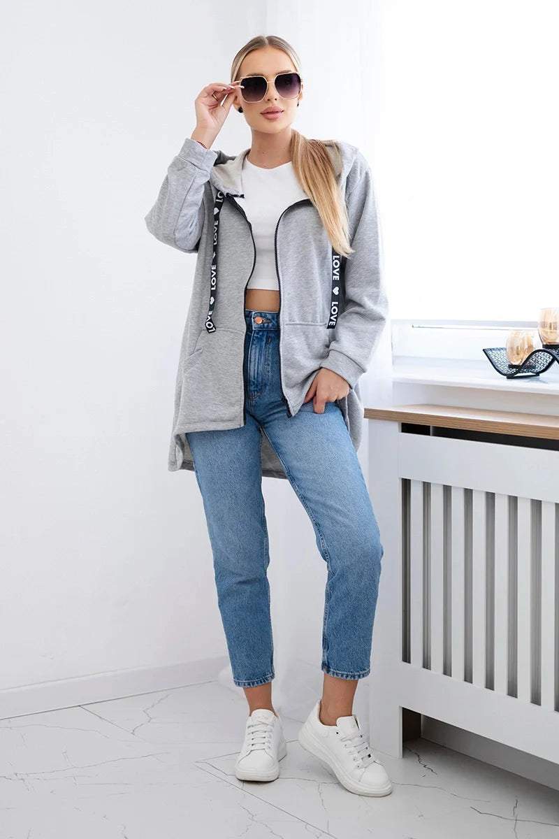 Bluza z dłuższym tyłem i kapturem , szara uniwersalny , Bluzy , TR , 17997_1_7b55cf33-2eb3-4d4f-b455-11ab8fa57cfe , 9108 Bluzy Odzież Damska Promocja Wszystkie Produkty