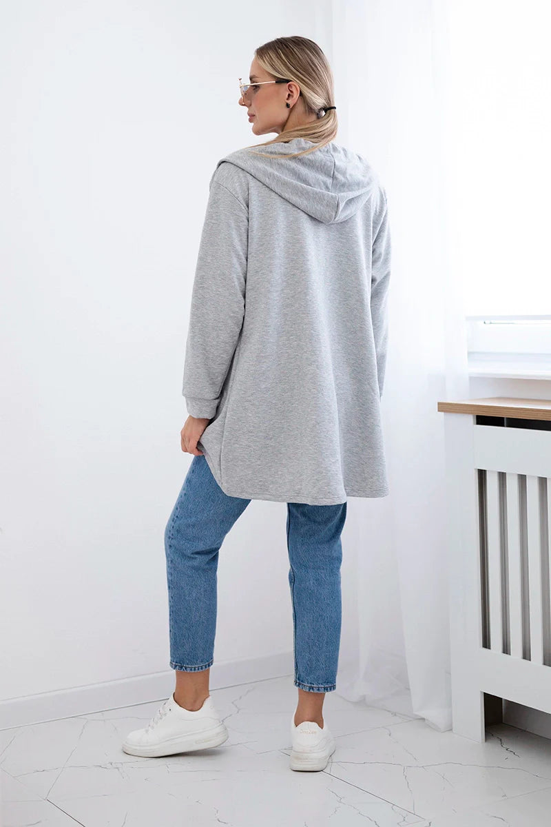 Bluza z dłuższym tyłem i kapturem , szara uniwersalny , Bluzy , TR , 17997_2_0bfb829e-b239-4d04-9f25-4ca1553fbb05 , 9108 Bluzy Odzież Damska Promocja Wszystkie Produkty
