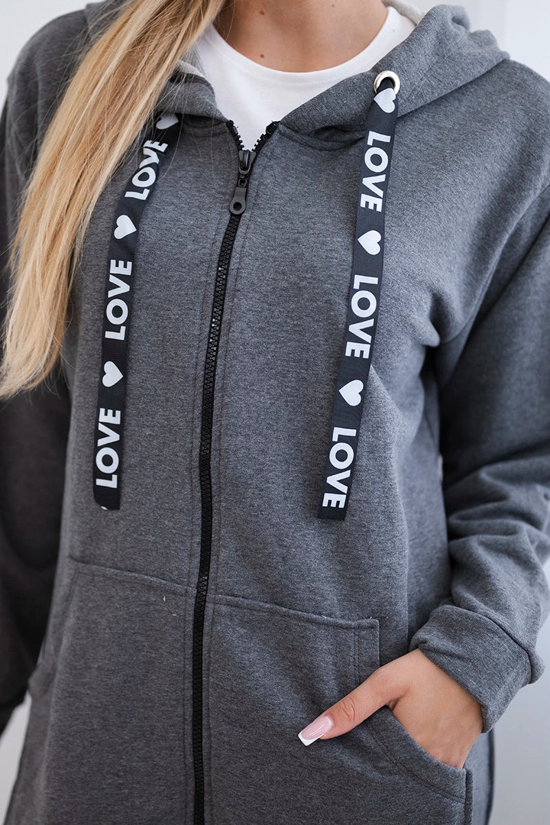 Bluza z dłuższym tyłem i kapturem , grafitowa uniwersalny , Bluzy , TR , 18005_4 , 9108 Bluzy Odzież Damska Promocja Wszystkie Produkty