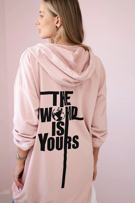 Bluza z nadrukiem "The world is yours" ciemny pudrowy róż , , , Moda Life Polska , 18276_4 , 9117