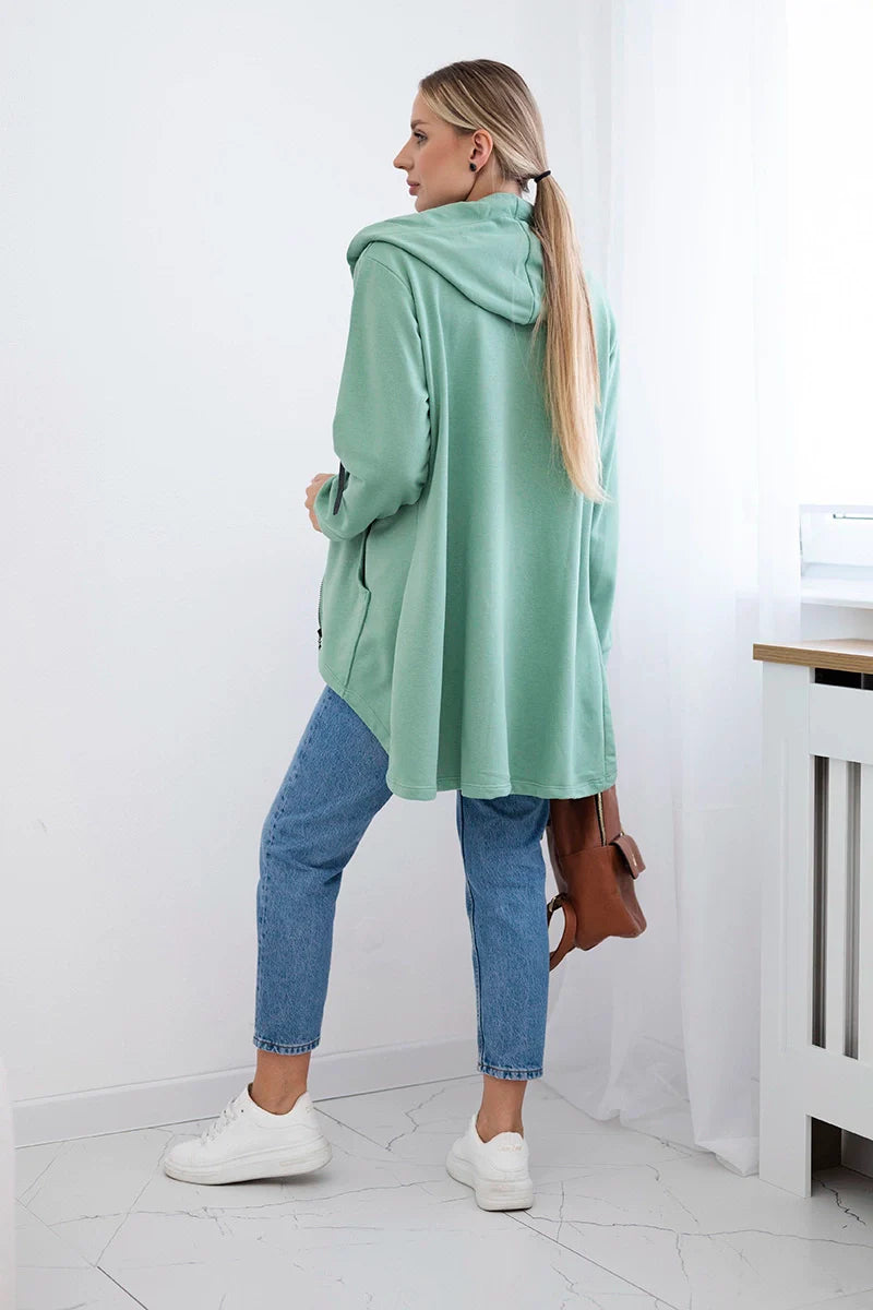 Bluza z dłuższym tyłem i kapturem , ciemnо miętowa uniwersalny , Bluzy , TR , 19118_2_416e8852-4dc4-4f7d-9901-d2efe45c5f3b , 9108 Bluzy Odzież Damska Promocja Wszystkie Produkty