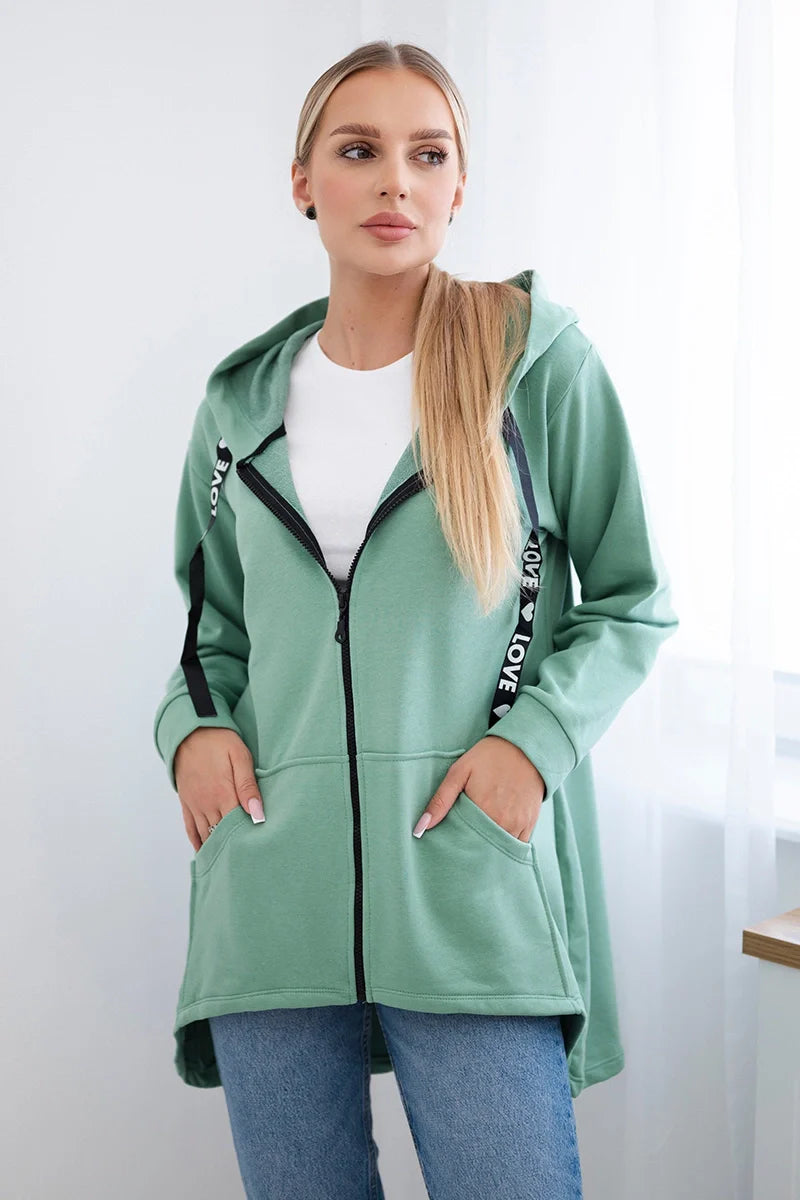 Bluza z dłuższym tyłem i kapturem , ciemnо miętowa uniwersalny , Bluzy , TR , 19118_3_ba4dc83a-b5ab-4a1f-b9de-d7f03298fdbe , 9108 Bluzy Odzież Damska Promocja Wszystkie Produkty