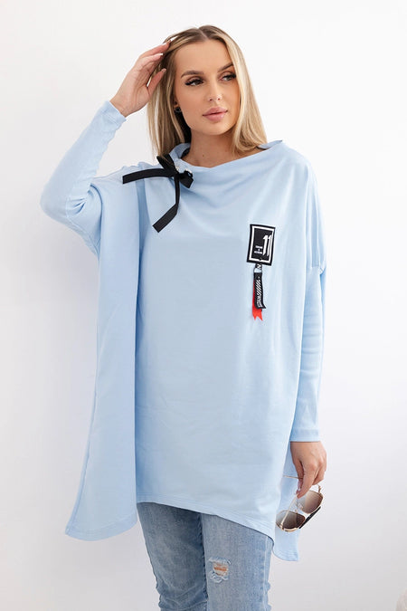 Bluza oversize z asymetrycznymi bokami błękitna , , , Moda Life Polska , 19645_3 , 0015