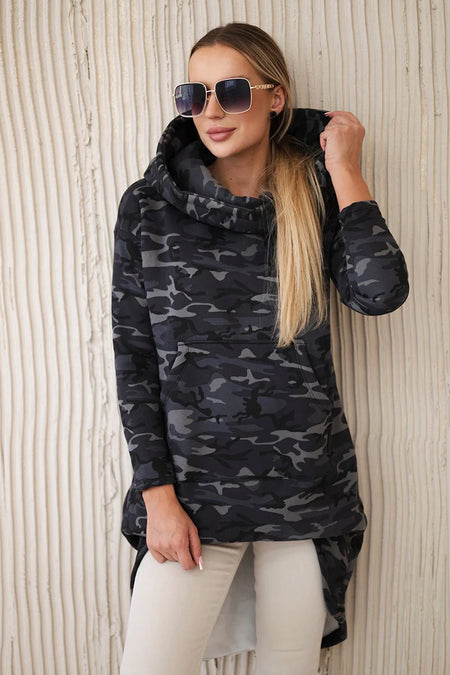Bluza z długim tyłem moro , grafit+czarny uniwersalny , Bluzy , TR , 21087_3_ec30cb84-f9c6-49c5-8185-1183b2a29d1a , 9119 Bluzy Odzież Damska Promocja Wszystkie Produkty