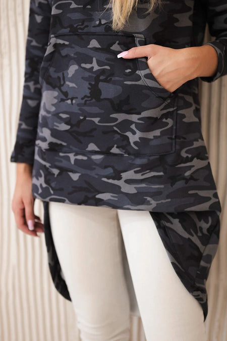 Bluza z długim tyłem moro , grafit+czarny uniwersalny , Bluzy , TR , 21087_4_a121c290-6711-42a2-8a66-4067239d3df9 , 9119 Bluzy Odzież Damska Promocja Wszystkie Produkty