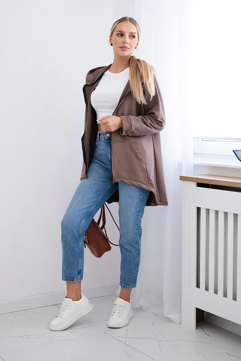 Bluza z dłuższym tyłem i kapturem , mocca uniwersalny , Bluzy , TR , 21116_1_152a7441-0d02-4fdd-9268-81b6fa100e75 , 9108 Bluzy Odzież Damska Promocja Wszystkie Produkty