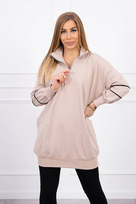 Bluza z suwakiem i kieszeniami beżowa , , , Moda Life Polska , 21422_1 , 9347
