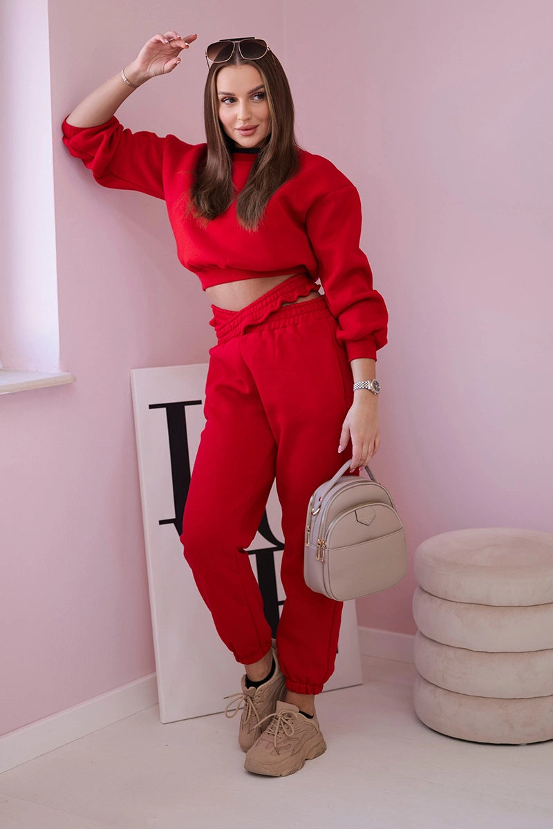 Komplet ocieplany z krótką bluzą czerwony , , , Moda Life Polska , 21667_1 , 69416