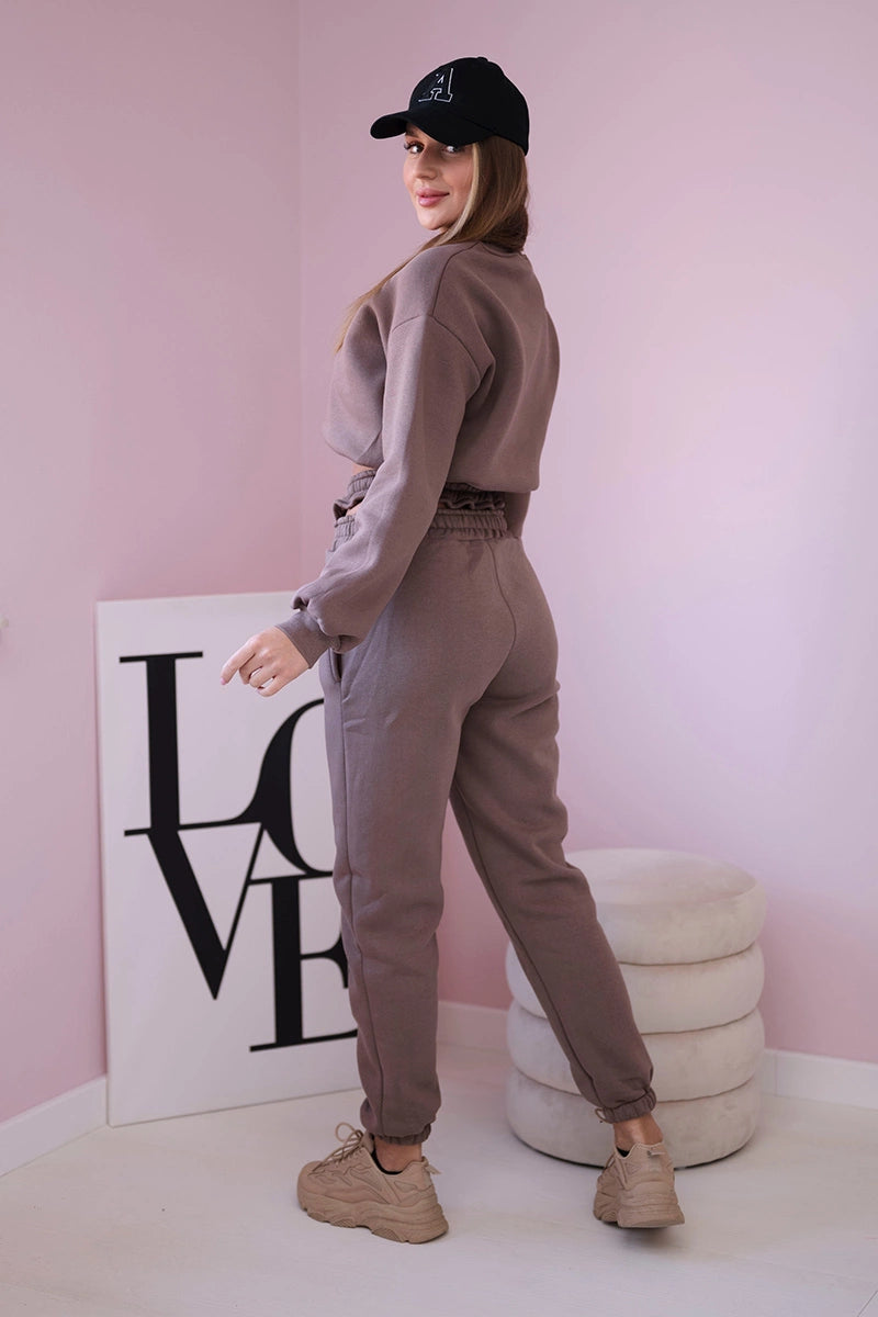 Komplet ocieplany z krótką bluzą mocca , , , Moda Life Polska , 21669_2 , 69416