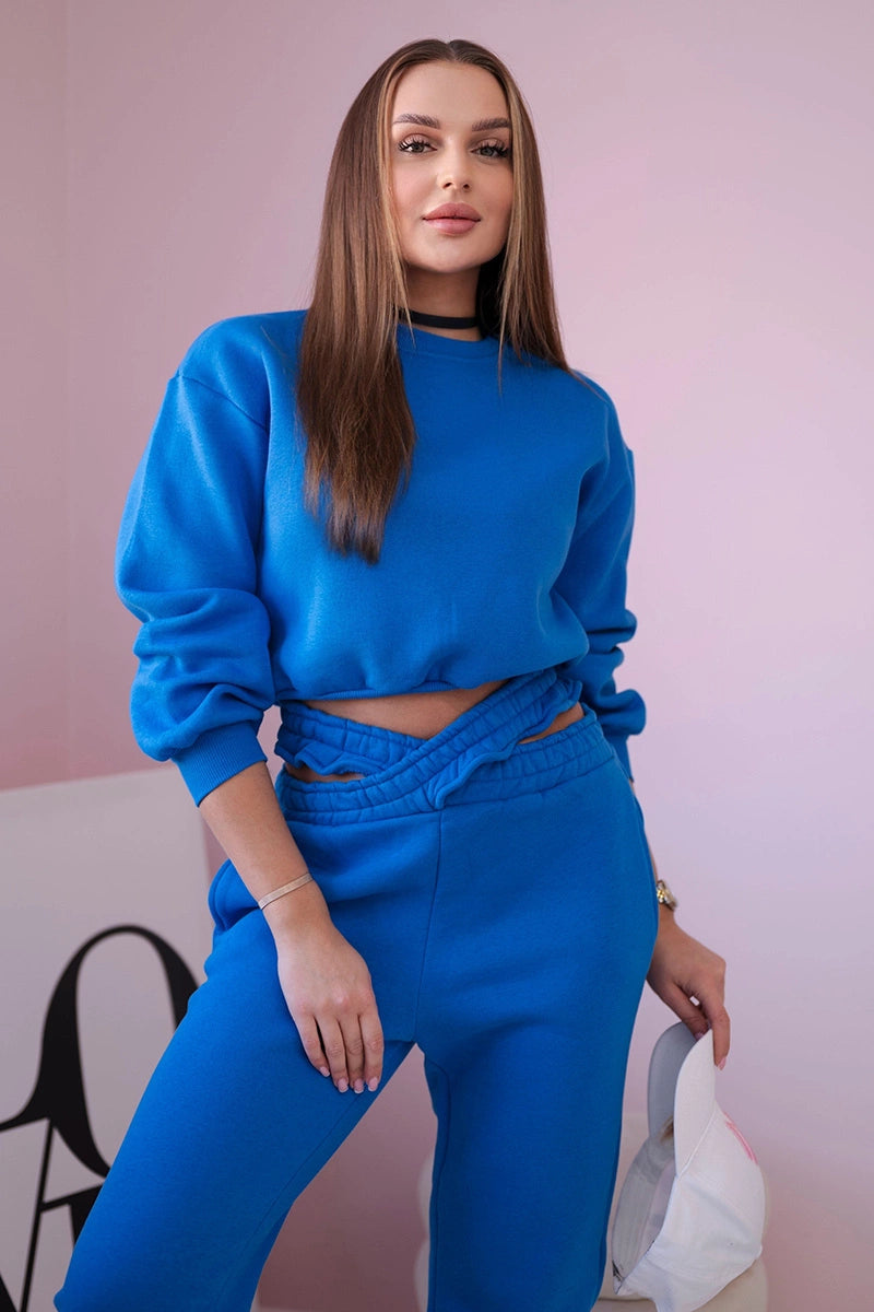 Komplet ocieplany z krótką bluzą chabrowy , , , Moda Life Polska , 21671_3 , 69416