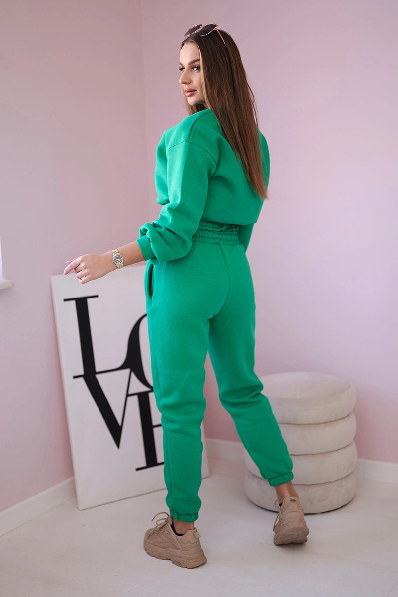 Komplet ocieplany z krótką bluzą zielony , , , Moda Life Polska , 21672_2 , 69416