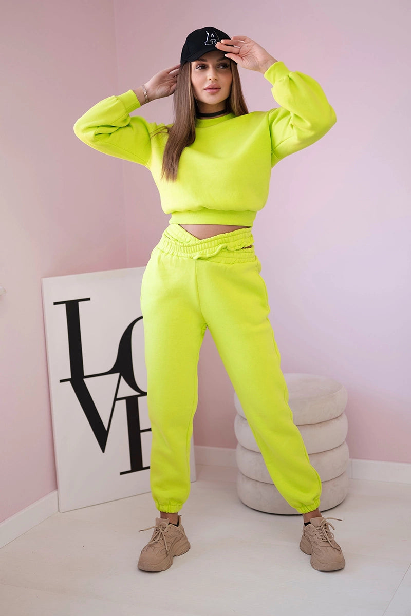 Komplet ocieplany z krótką bluzą pistacjowy , , , Moda Life Polska , 21675_1 , 69416
