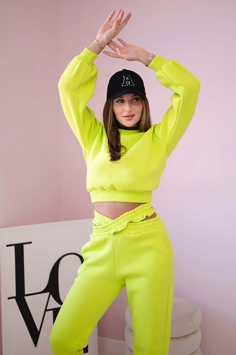Komplet ocieplany z krótką bluzą pistacjowy , , , Moda Life Polska , 21675_3 , 69416