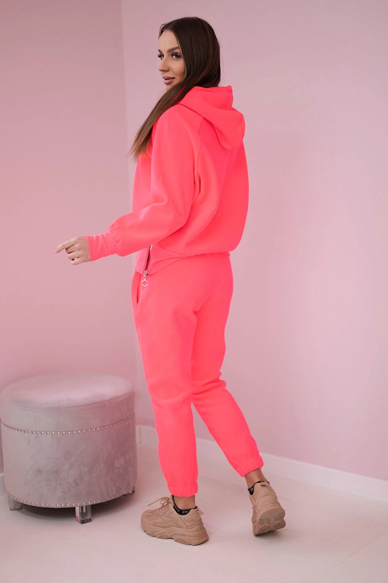 Komplet ocieplany z golfem i kapturem różowy neon , , , Moda Life Polska , 23158_2 , 9373