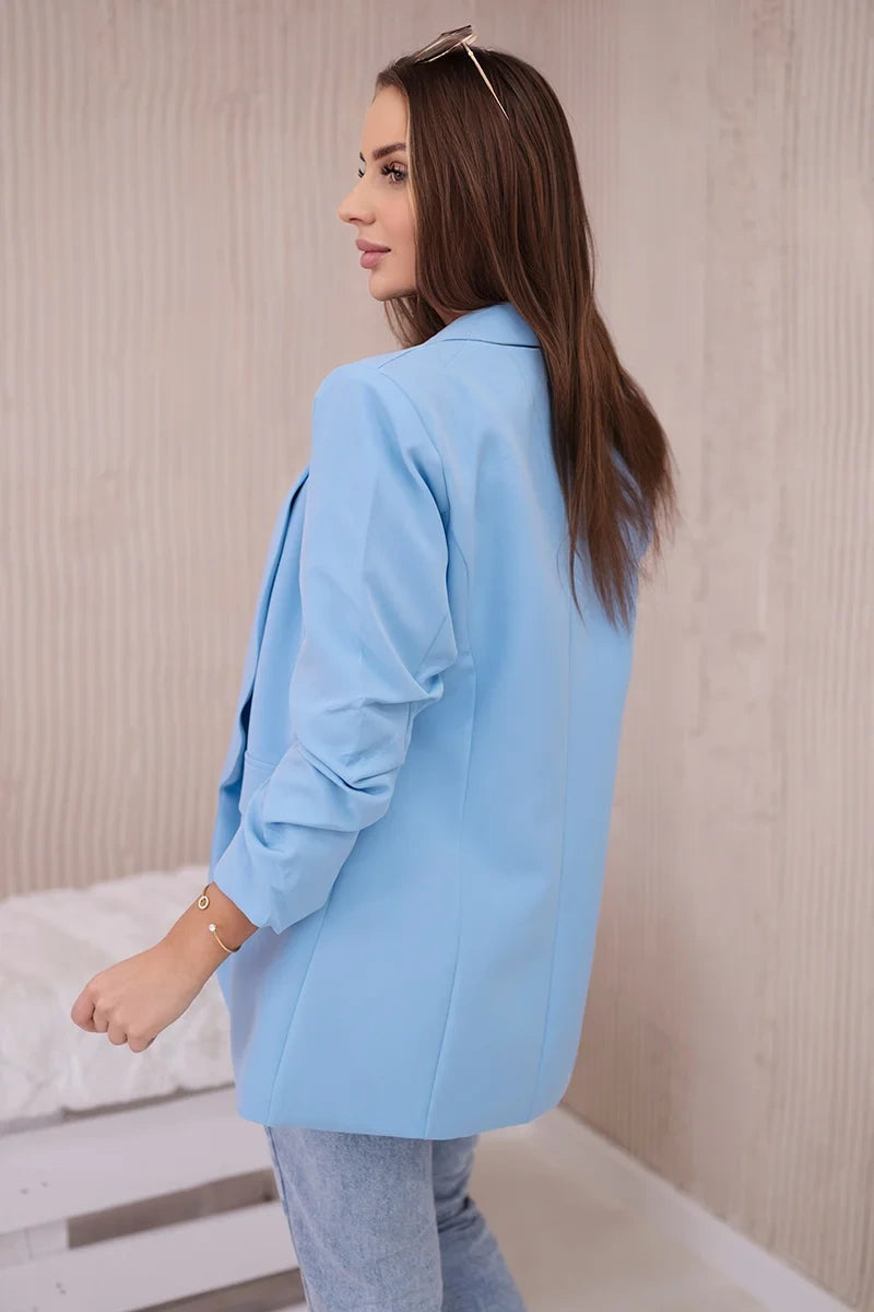 Marynarka z klapami elegancka , Niebieska uniwersalny , Narzutki , IT , 23832_4 , 9709 Moda Włoska Narzutki Odzież Damska Wszystkie Produkty