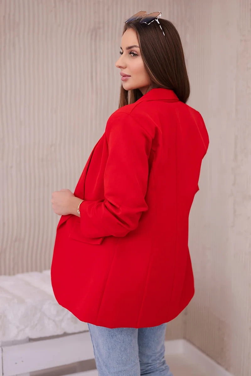 Marynarka z klapami elegancka , Czerwona uniwersalny , Narzutki , IT , 23841_4 , 9709 Moda Włoska Narzutki Odzież Damska Wszystkie Produkty