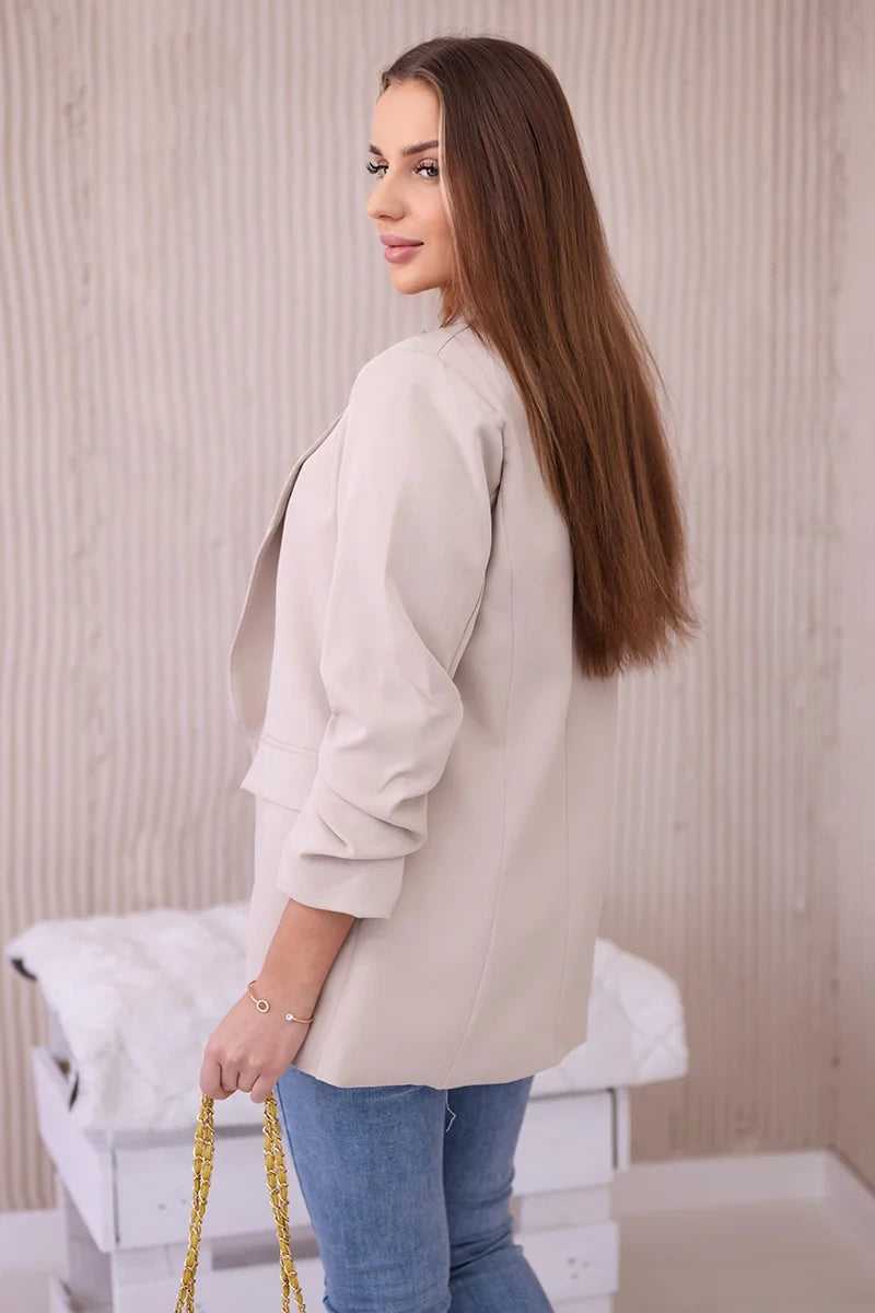 Marynarka z klapami elegancka , Ciemno Beżowa uniwersalny , Narzutki , IT , 23842_4 , 9709 Moda Włoska Narzutki Odzież Damska Wszystkie Produkty