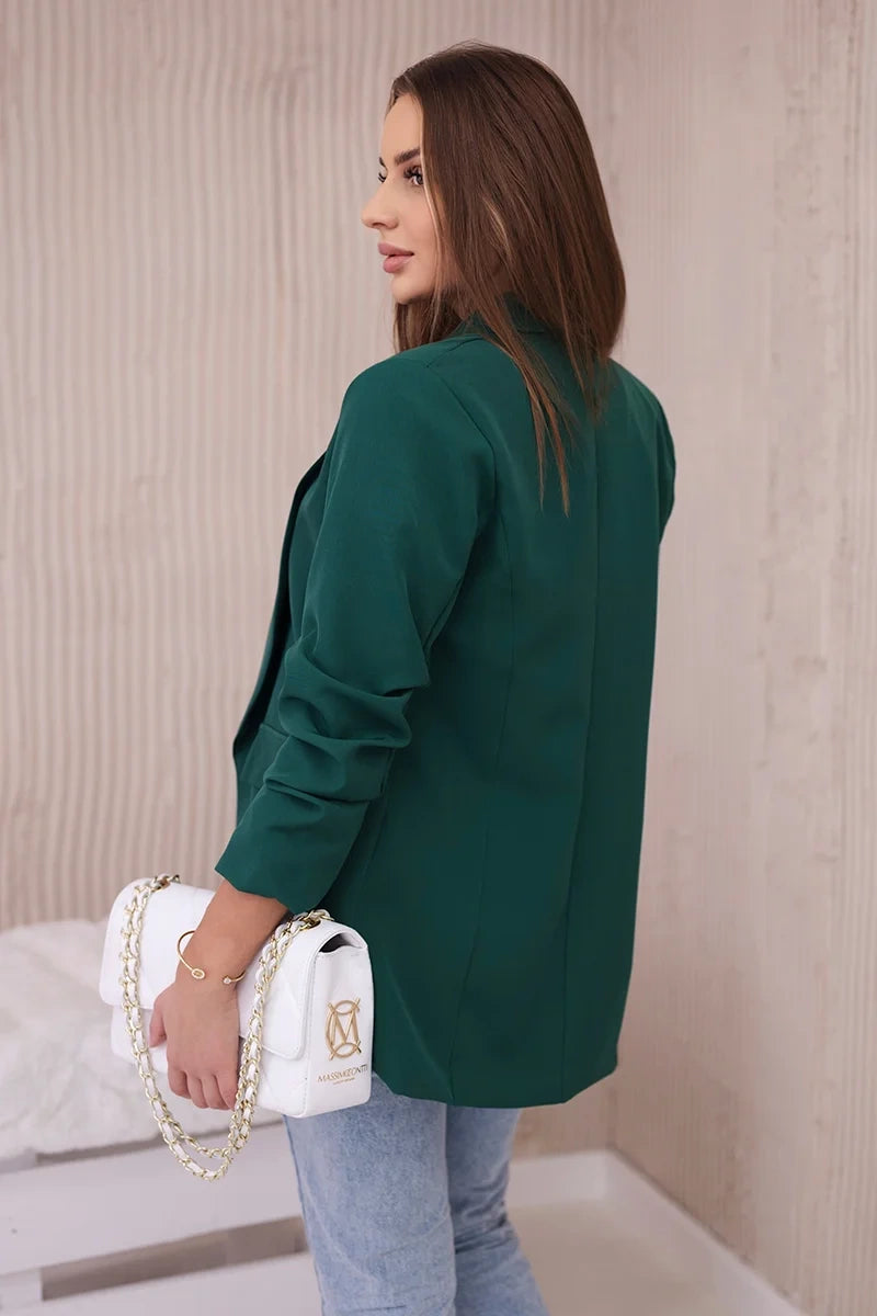Marynarka z klapami elegancka , Ciemno Zielona uniwersalny , Narzutki , IT , 23845_3 , 9709 Moda Włoska Narzutki Odzież Damska Wszystkie Produkty