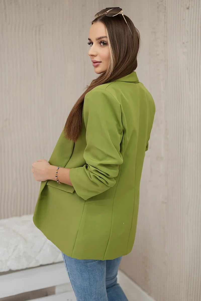 Marynarka z klapami elegancka , Oliwkowa uniwersalny , Narzutki , IT , 24258_3 , 9709 Moda Włoska Narzutki Odzież Damska Wszystkie Produkty