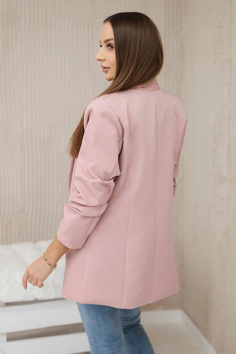 Marynarka z klapami elegancka , Pudrowy Róż uniwersalny , Narzutki , IT , 24444_3 , 9709 Moda Włoska Narzutki Odzież Damska Wszystkie Produkty