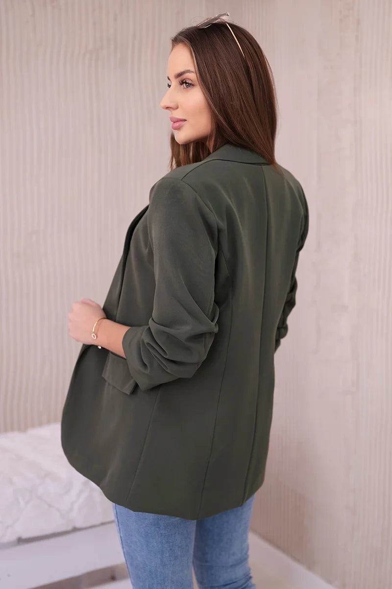 Marynarka z klapami elegancka , Khaki uniwersalny , Narzutki , IT , 25722_4 , 9709 Moda Włoska Narzutki Odzież Damska Wszystkie Produkty