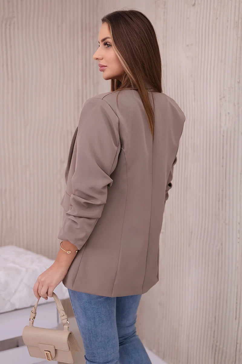 Marynarka z klapami elegancka , Cappuccino uniwersalny , Narzutki , IT , 26783_4 , 9709 Moda Włoska Narzutki Odzież Damska Wszystkie Produkty