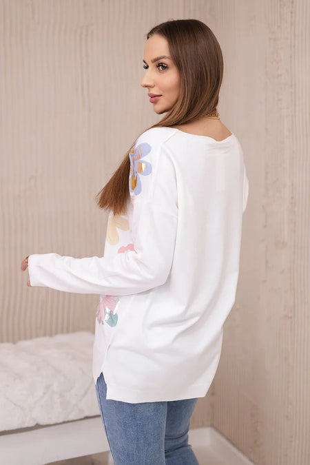 Bluzka sweterkowa w kolorowe kwiaty żółty+niebieski , , , Moda Life Polska , 27629_5 , HN003-1