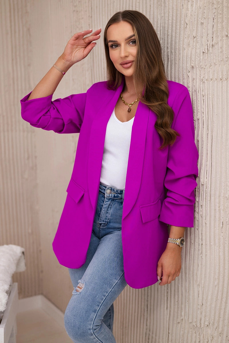 Marynarka z klapami elegancka , Fioletowa uniwersalny , Narzutki , IT , 27724_2 , 9709 Moda Włoska Narzutki Odzież Damska Wszystkie Produkty