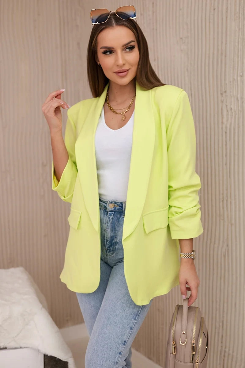 Marynarka z klapami elegancka , Żółty Neon uniwersalny , Narzutki , IT , 28042_2 , 9709 Moda Włoska Narzutki Odzież Damska Wszystkie Produkty