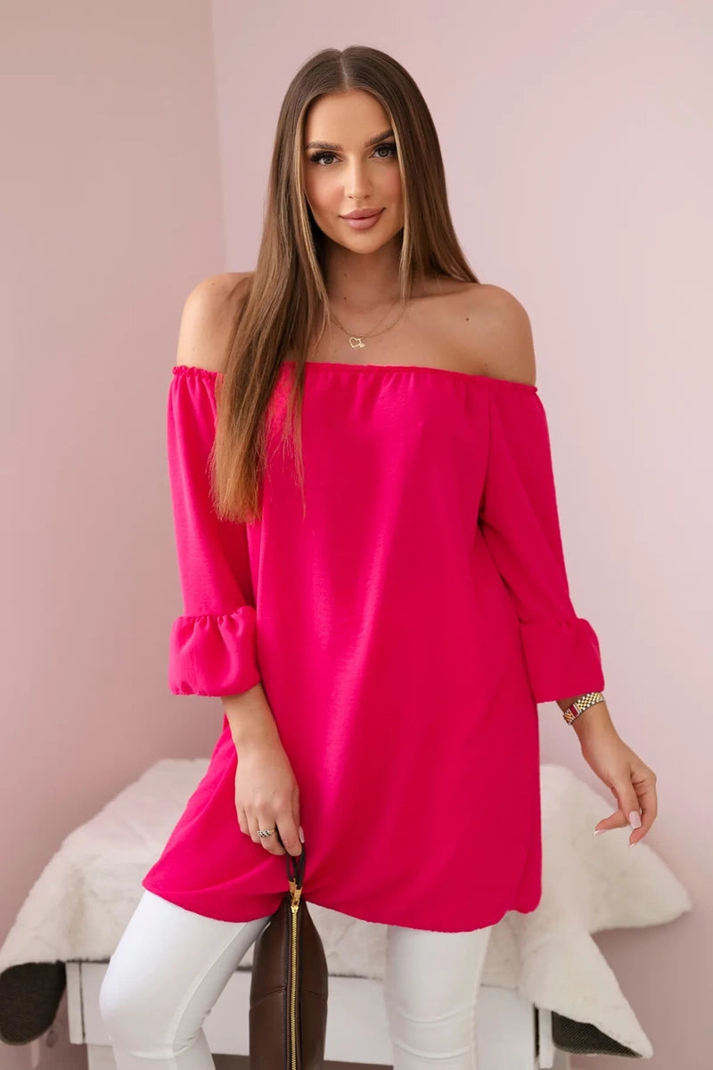 Bluzka hiszpanka z falbankami na rękawie fuksja , , , Moda Life Polska , 28323_2 , IT-22