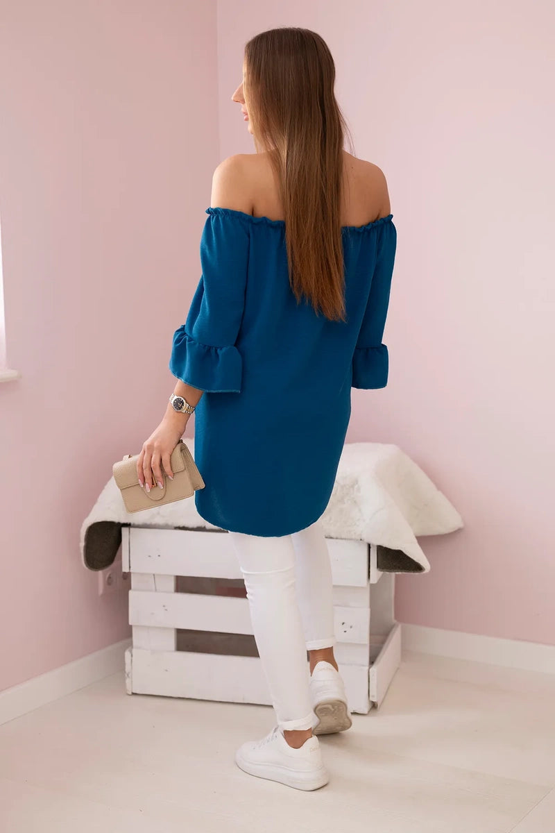 Bluzka hiszpanka z falbankami na rękawie morska , , , Moda Life Polska , 28330_2 , IT-22