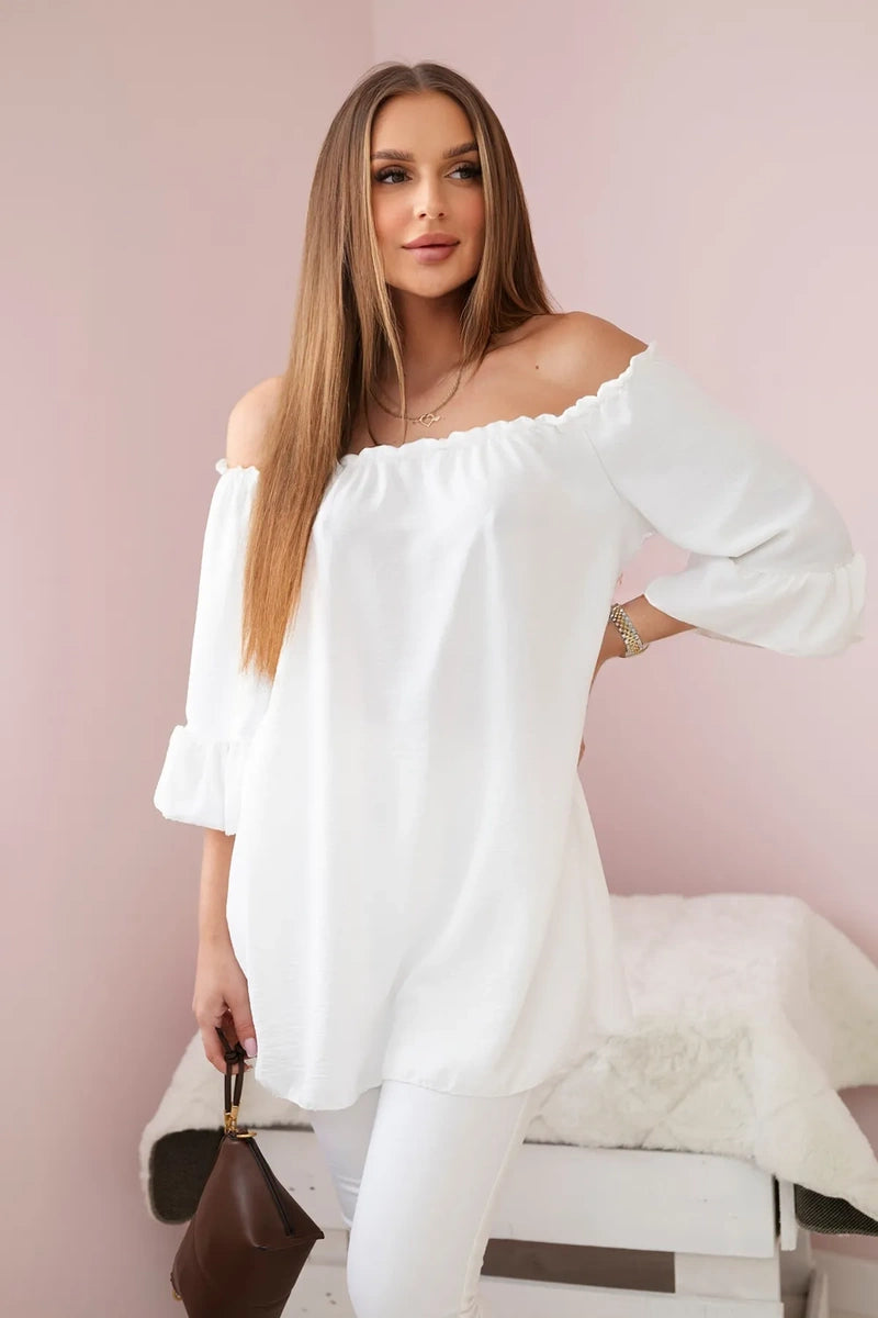 Bluzka hiszpanka z falbankami na rękawie ecru , , , Moda Life Polska , 28332_4 , IT-22