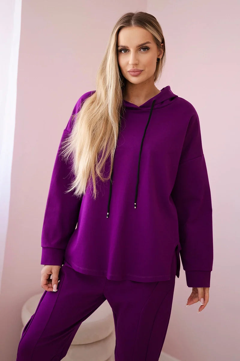 Komplet Punto Milano Winter bluza z kapturem + spodnie , Ciemny Fioletowy uniwersalny , Komplety , IT , 29774_3_79e5e686-355b-4b19-9019-63b8464eae11 , 7036T Komplety Odzież Damska Wszystkie Produkty