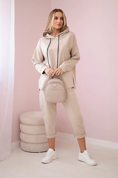Komplet Punto Milano Winter bluza z kapturem + spodnie , Beżowy uniwersalny , Komplety , IT , 29776_1_8d63d559-bf35-45ab-8dd6-1f5697e6ea86 , 7036T Komplety Odzież Damska Wszystkie Produkty