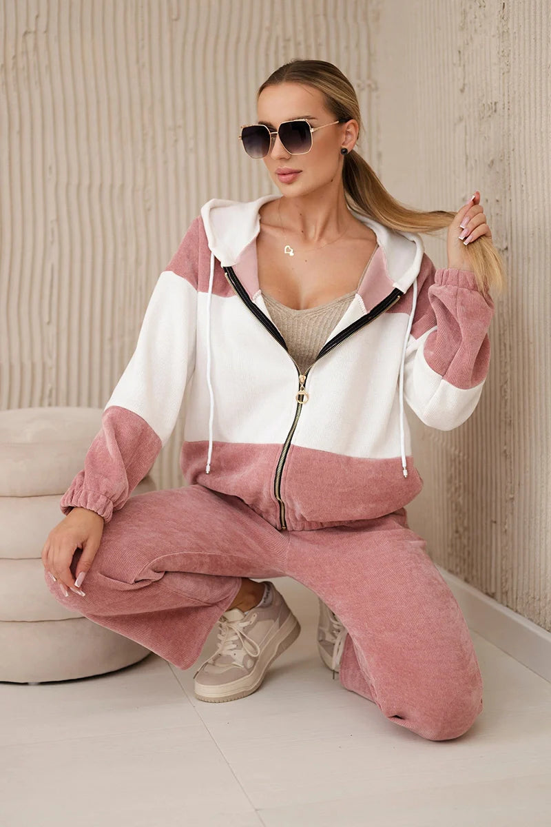 Komplet prążkowany welur bluza + spodnie , Ciemny różowy uniwersalny , Komplety , IT , 29852_3_1d65a0ac-7b3f-48c8-a5bb-c7bc0bbf1015 , 6650 Komplety Odzież Damska Wszystkie Produkty
