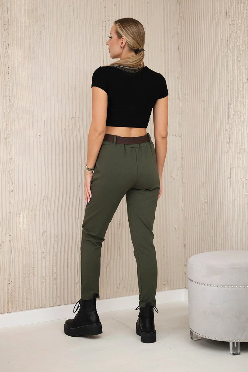 Spodnie Punto Milano Winter z paskiem , Khaki uniwersalny , Spodnie , IT , 29941_2_3de7f998-8ffe-4efc-921d-f4cff9f4b229 , 6773E Odzież Damska Spodnie Wszystkie Produkty