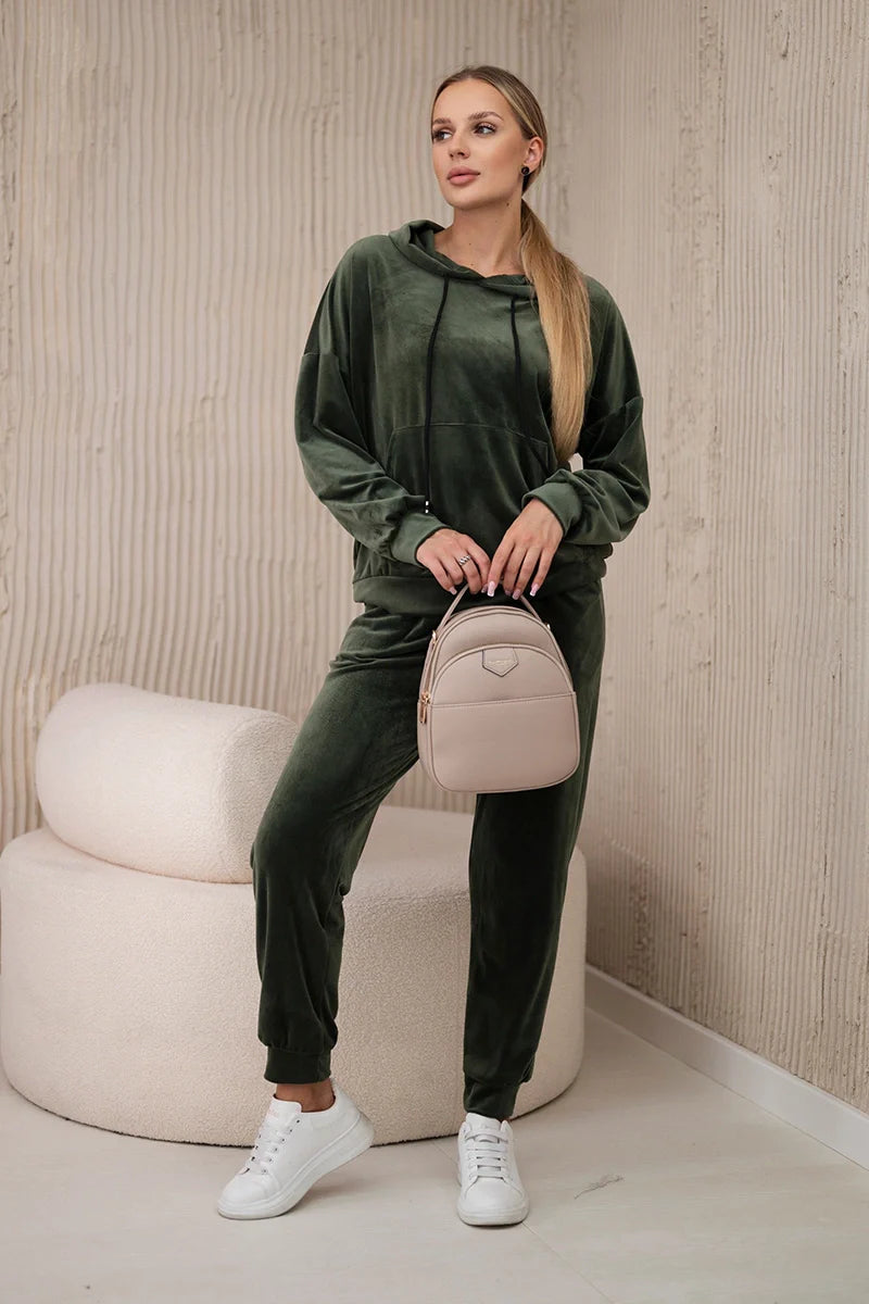 Komplet welurowy bluza kangurka + spodnie , khaki uniwersalny , Komplety , IT , 29956_1_ae270a16-6fd9-4430-9371-349da5c00dfe , 5629Q Komplety Odzież Damska Wszystkie Produkty