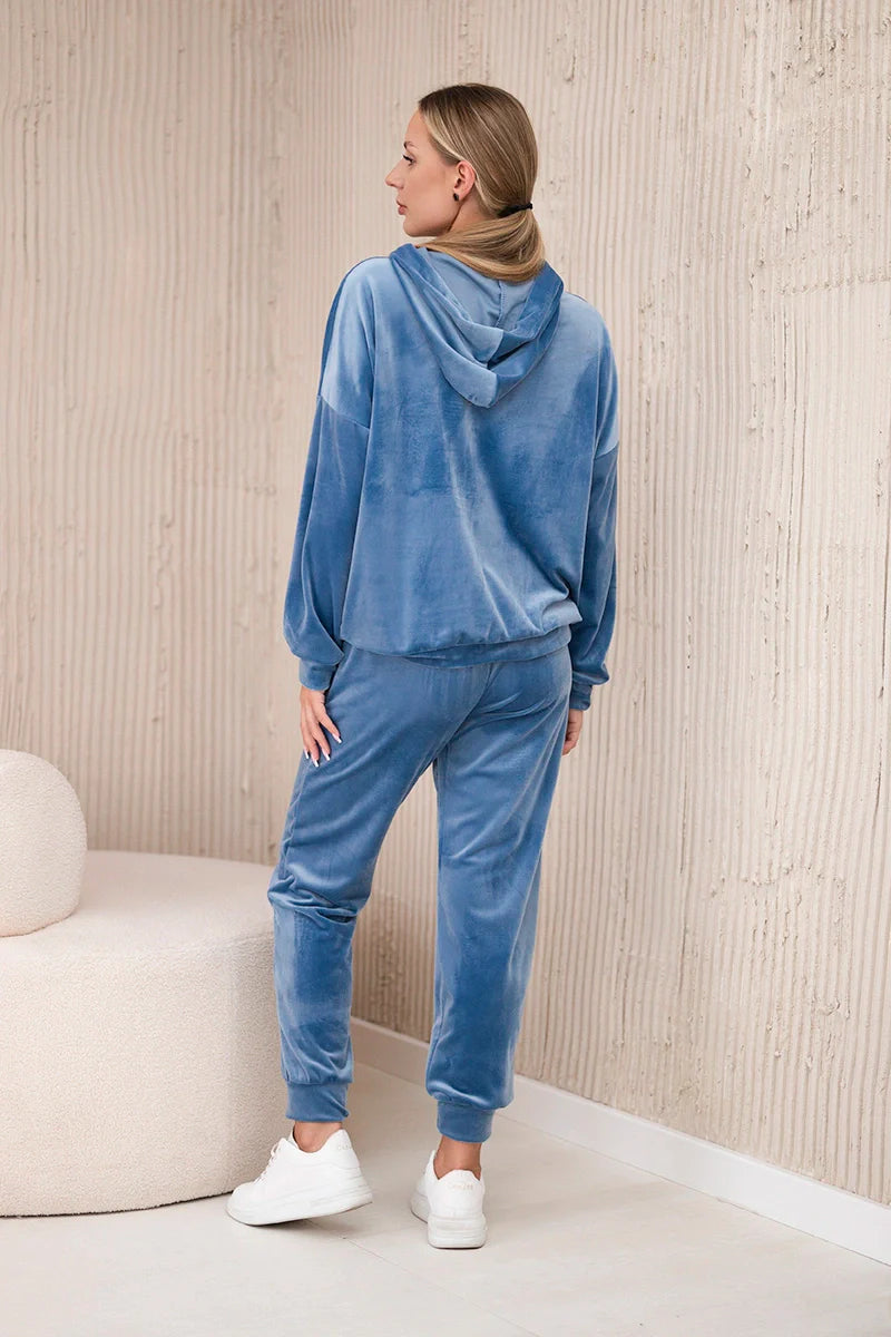 Komplet welurowy bluza kangurka + spodnie , jeansowy uniwersalny , Komplety , IT , 29958_2_8b39e2f2-2ddf-49ae-b89f-5c2d788d52fe , 5629Q Komplety Odzież Damska Wszystkie Produkty