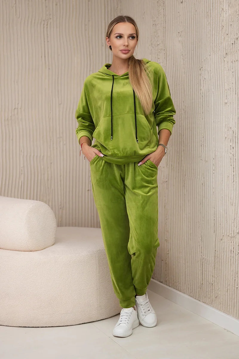 Komplet welurowy bluza kangurka + spodnie , kiwi uniwersalny , Komplety , IT , 29963_1_d0cbe7e4-94d2-42f3-a0f5-a394c016c2bb , 5629Q Komplety Odzież Damska Wszystkie Produkty