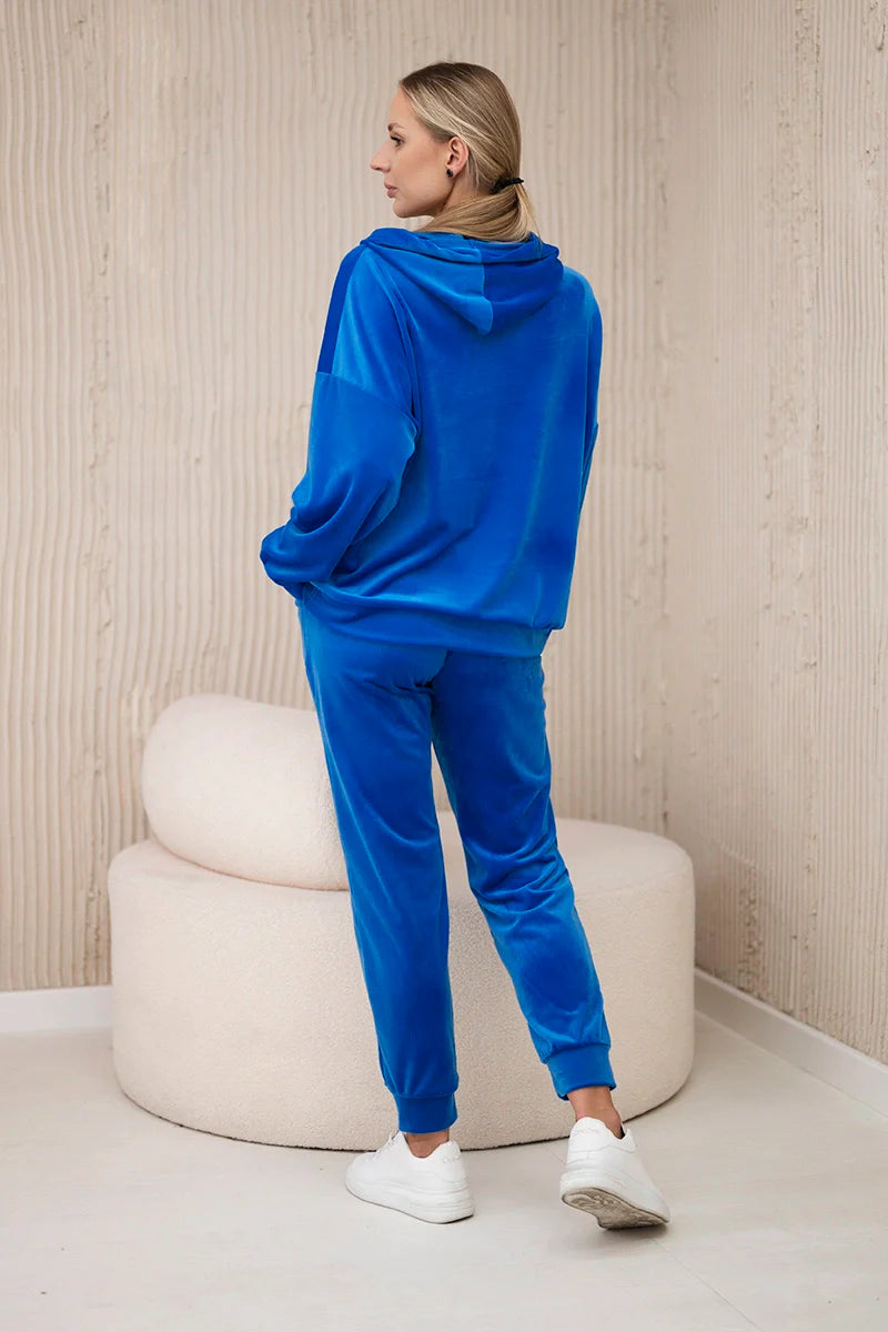 Komplet welurowy bluza kangurka + spodnie , chabrowy uniwersalny , Komplety , IT , 29977_2_ea0af0e1-9627-4820-a22b-9e011262276b , 5629Q Komplety Odzież Damska Wszystkie Produkty