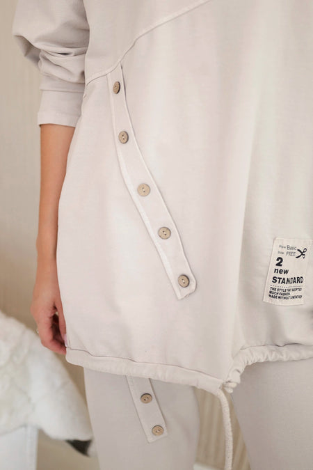 Komplet bawełniany oversize bluza + spodnie beżowy , , , Moda Life Polska , 30019_4 , ART10853