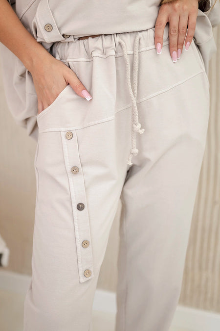 Komplet bawełniany oversize bluza + spodnie beżowy , , , Moda Life Polska , 30019_5 , ART10853
