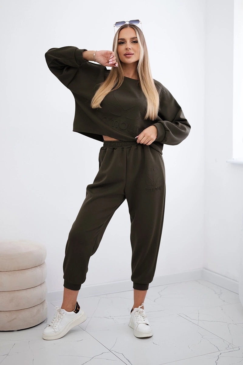 Komplet z wiskozy Amour bluza + spodnie khaki , , , Moda Life Polska , 30257_1 , 7138