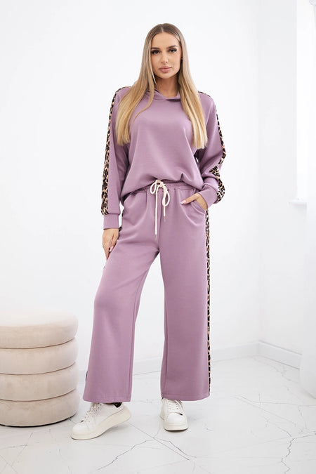 Komplet z wiskozy z lampasami w panterkę ciemny różowy , , , Moda Life Polska , 30334_1 , 7115