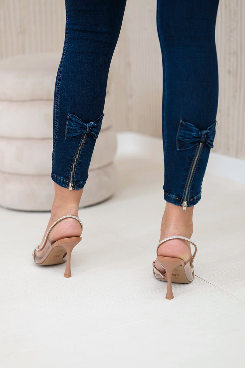 Spodnie ciemno jeansowe z kokardką , , , Moda Life Polska , 30479_4 , 3653
