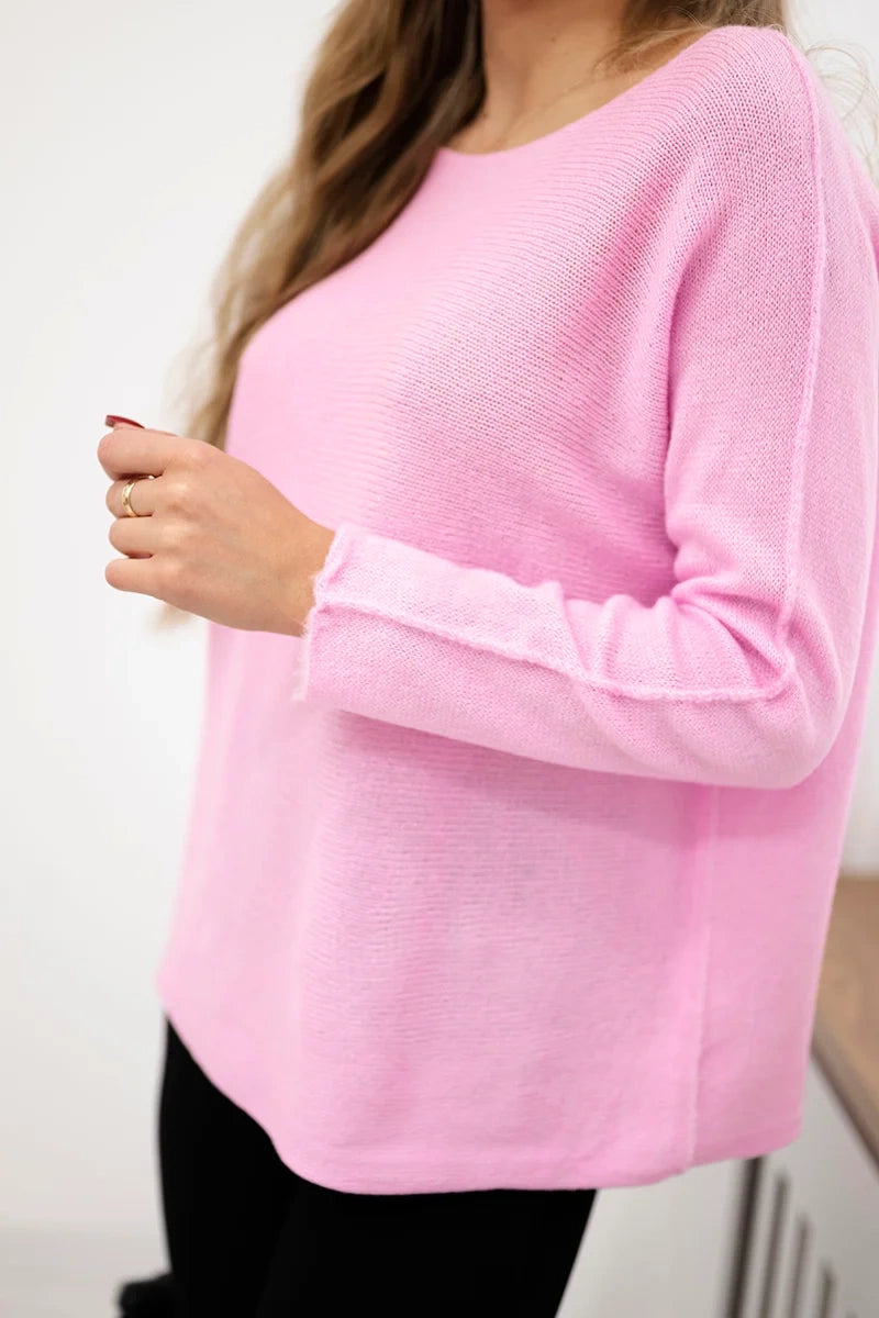 Sweter z okrągłym dekoltem , Cukierkowy Róż uniwersalny , Swetry , IT , 30728_4 , IT-64 Nowości Odzież Damska Swetry wiosna Wszystkie Produkty