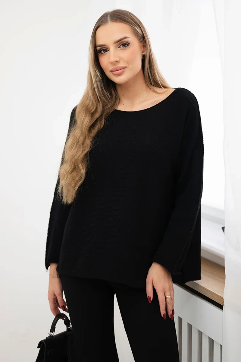 Sweter z okrągłym dekoltem , Czarny uniwersalny , Swetry , IT , 30732_2 , IT-64 Nowości Odzież Damska Swetry wiosna Wszystkie Produkty