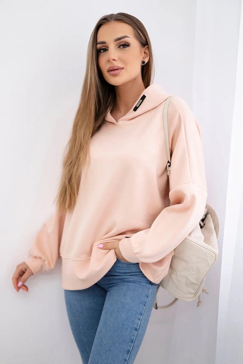Bluza z kapturem z wiskozy morelowa , , , Moda Life Polska , 30788_1 , ART2436